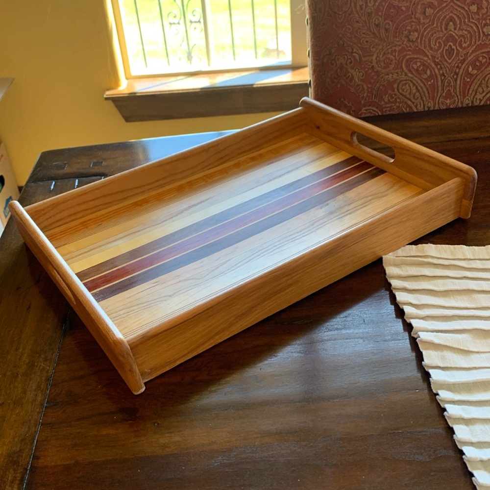 Beautifully crafted Wooden Tray various types of wood ❤️ Great for Fathers Day